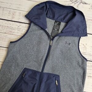 Under Armour UA Survivor Hybrid Full Zip Vest Womens Medium Gray Blue 1264109
